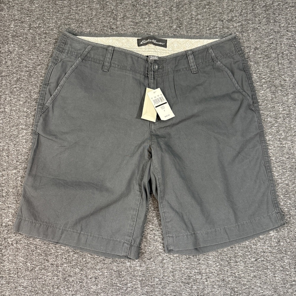 Eddie Bauer Women's Size 2 Poplin Shorts 100% Cotton Charcoal Gray - NWT